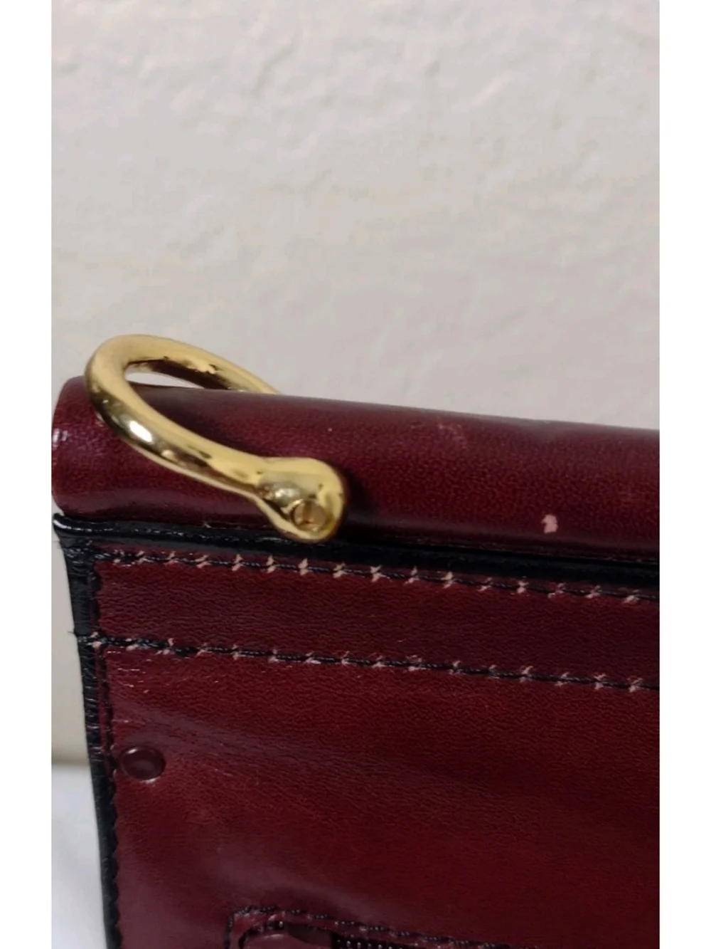 Classic Burgundy Leather Briefcase with Gold Hardware